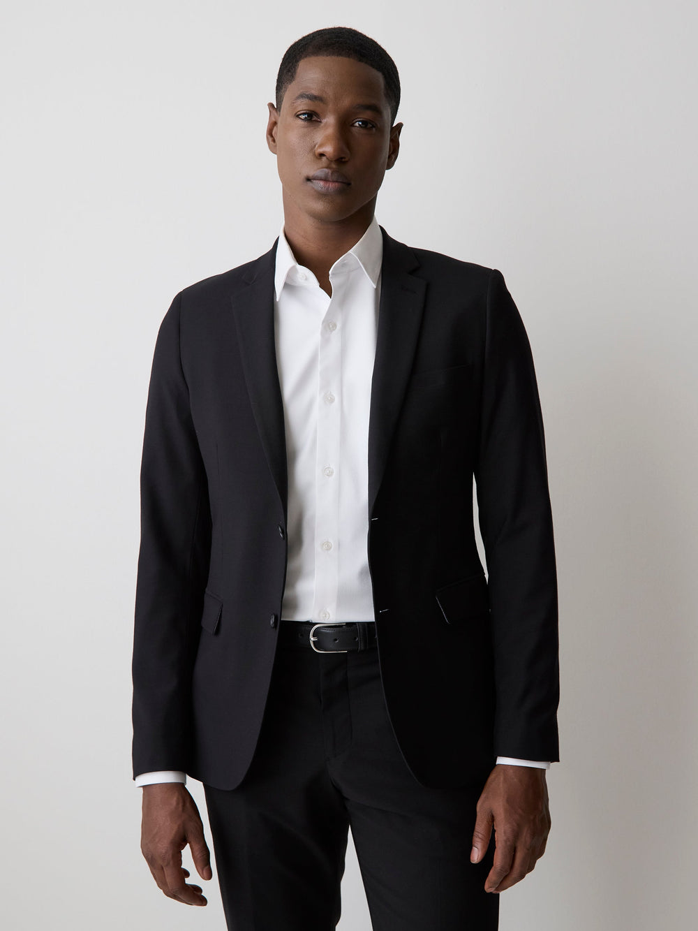 RW&CO Essential Slim Fit Black Wool-Blend Suit Blazer
