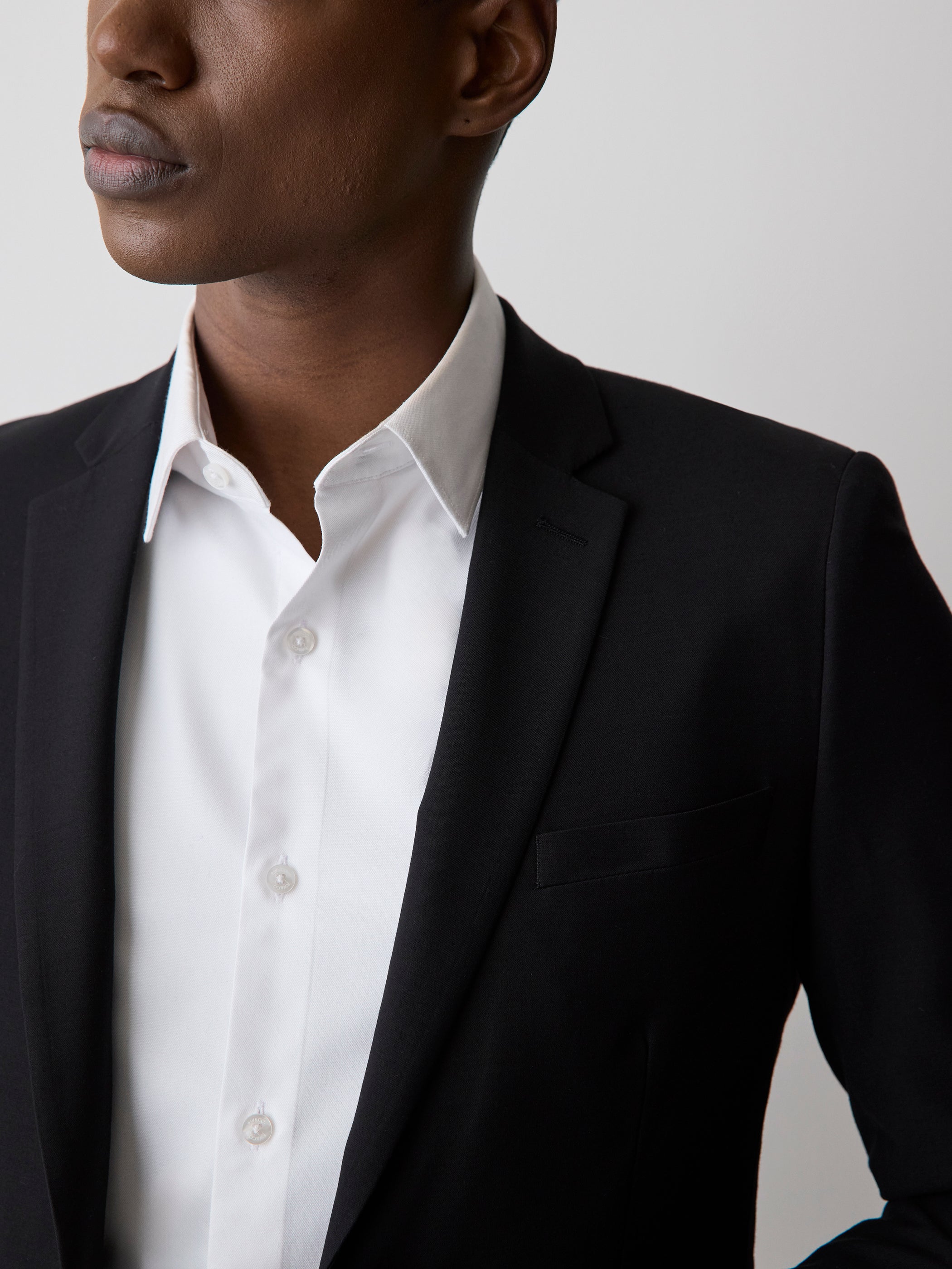 RW&CO Essential Slim Fit Black Wool-Blend Suit Blazer