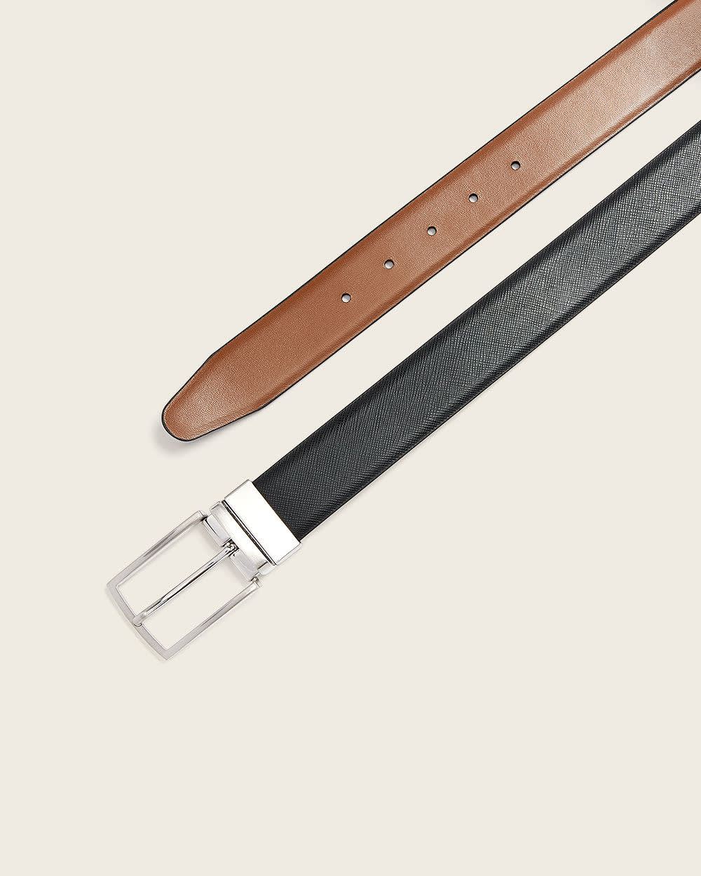 RW&CO Reversible Black and Tan Saffiano Leather Belt