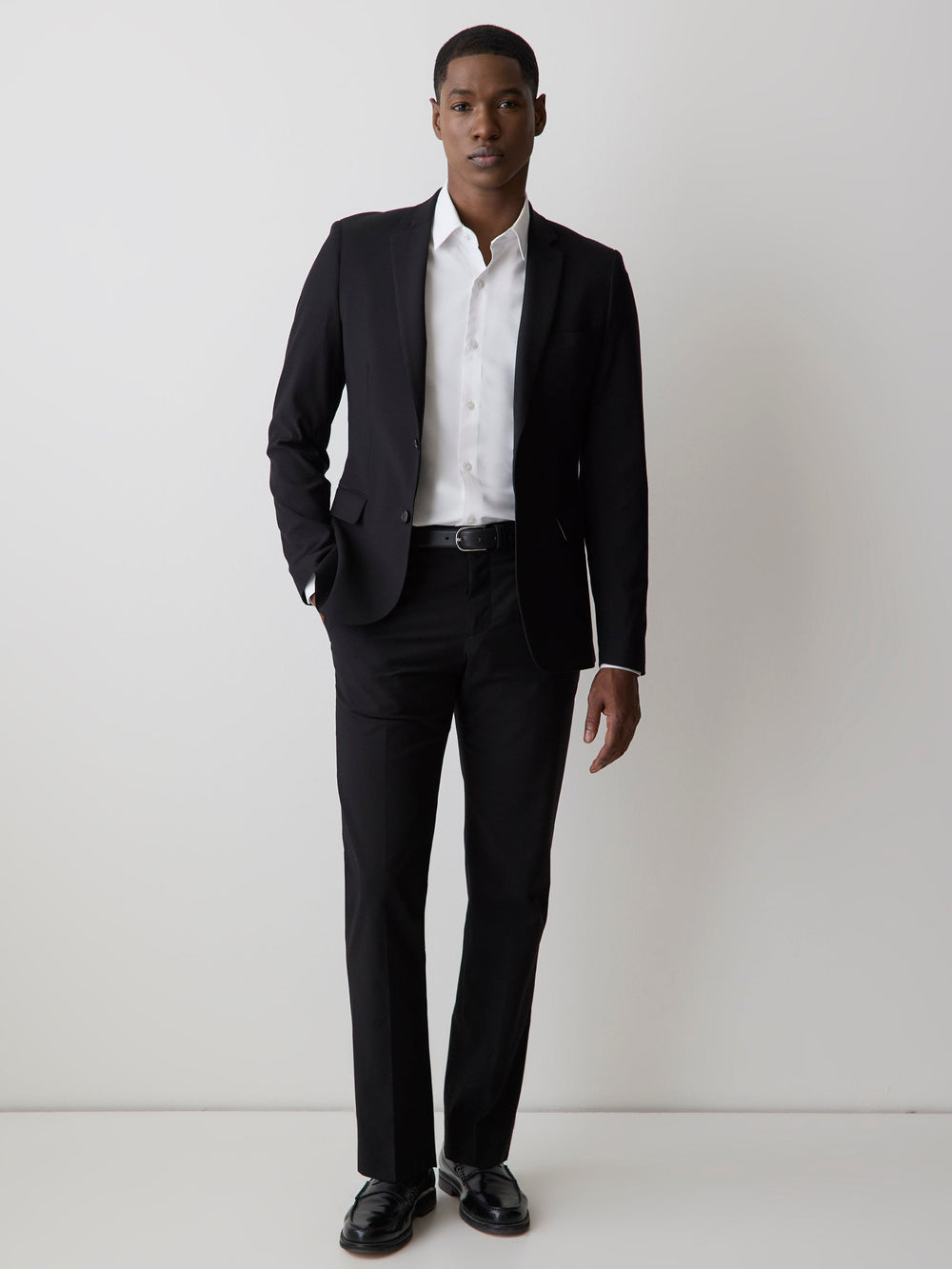 RW&CO Essential Slim Fit Black Wool-Blend Suit Pant
