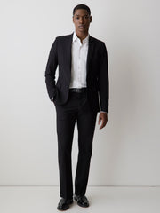 RW&CO Essential Slim Fit Black Wool-Blend Suit Pant