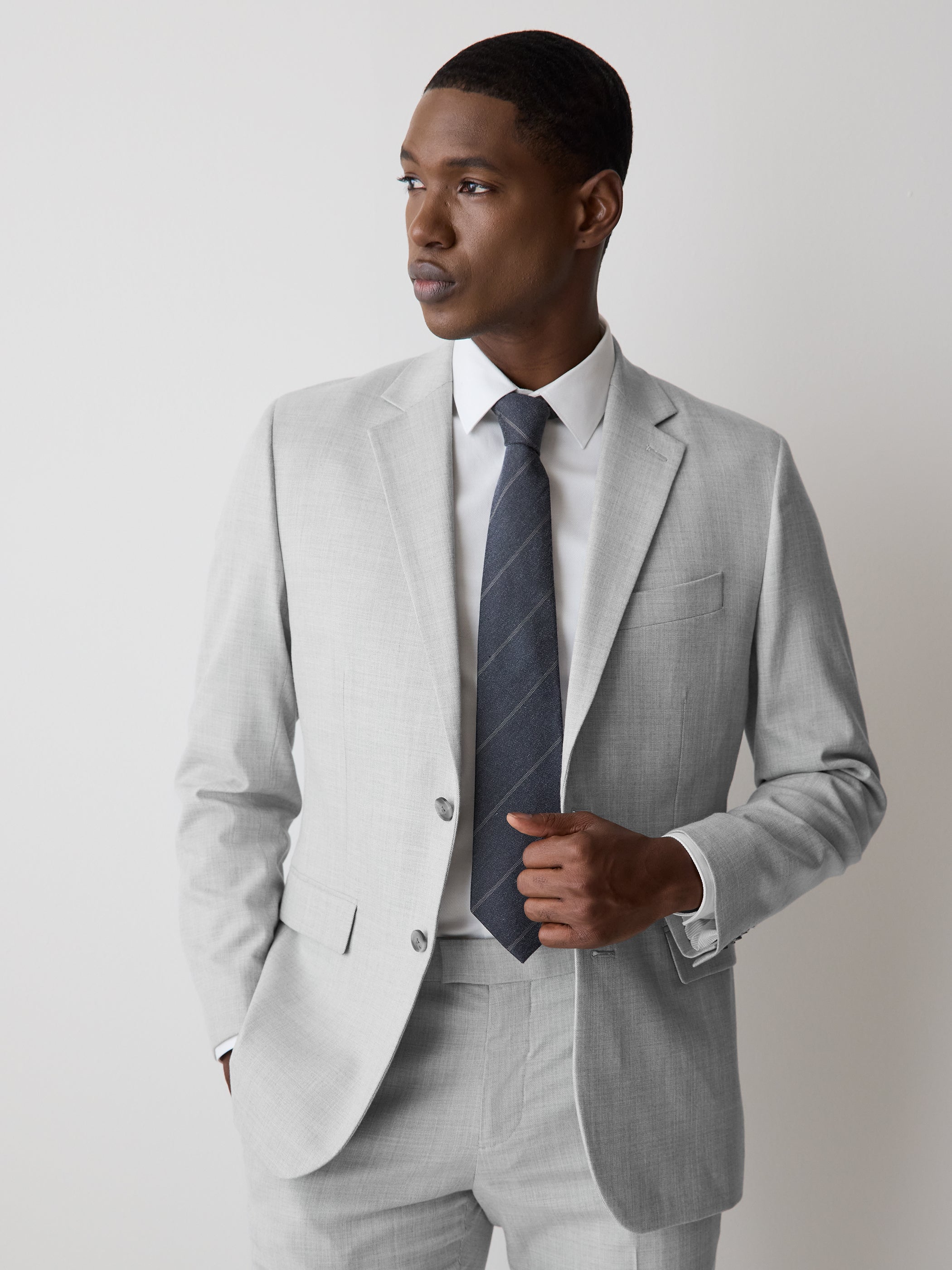 RW&CO Essential Trailored Fit Light Grey Suit Blazer