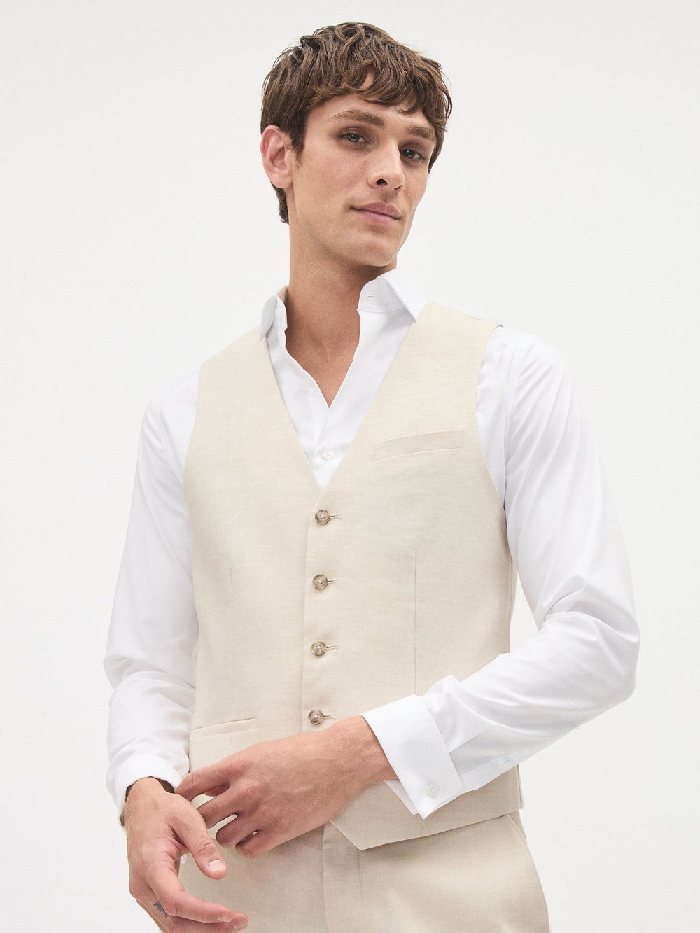 RW&CO Stretch Linen Suit Vest