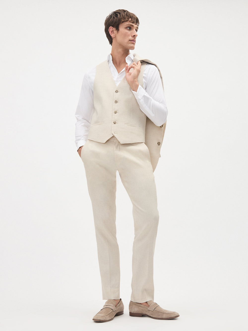 RW&CO Stretch Linen Suit Vest