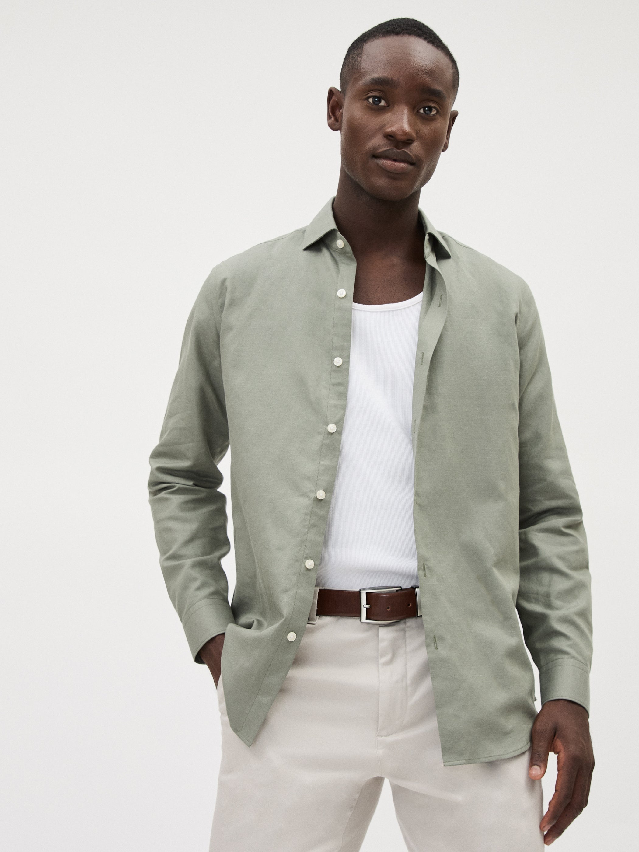 RW&CO Tailored-Fit Linen Dress Shirt