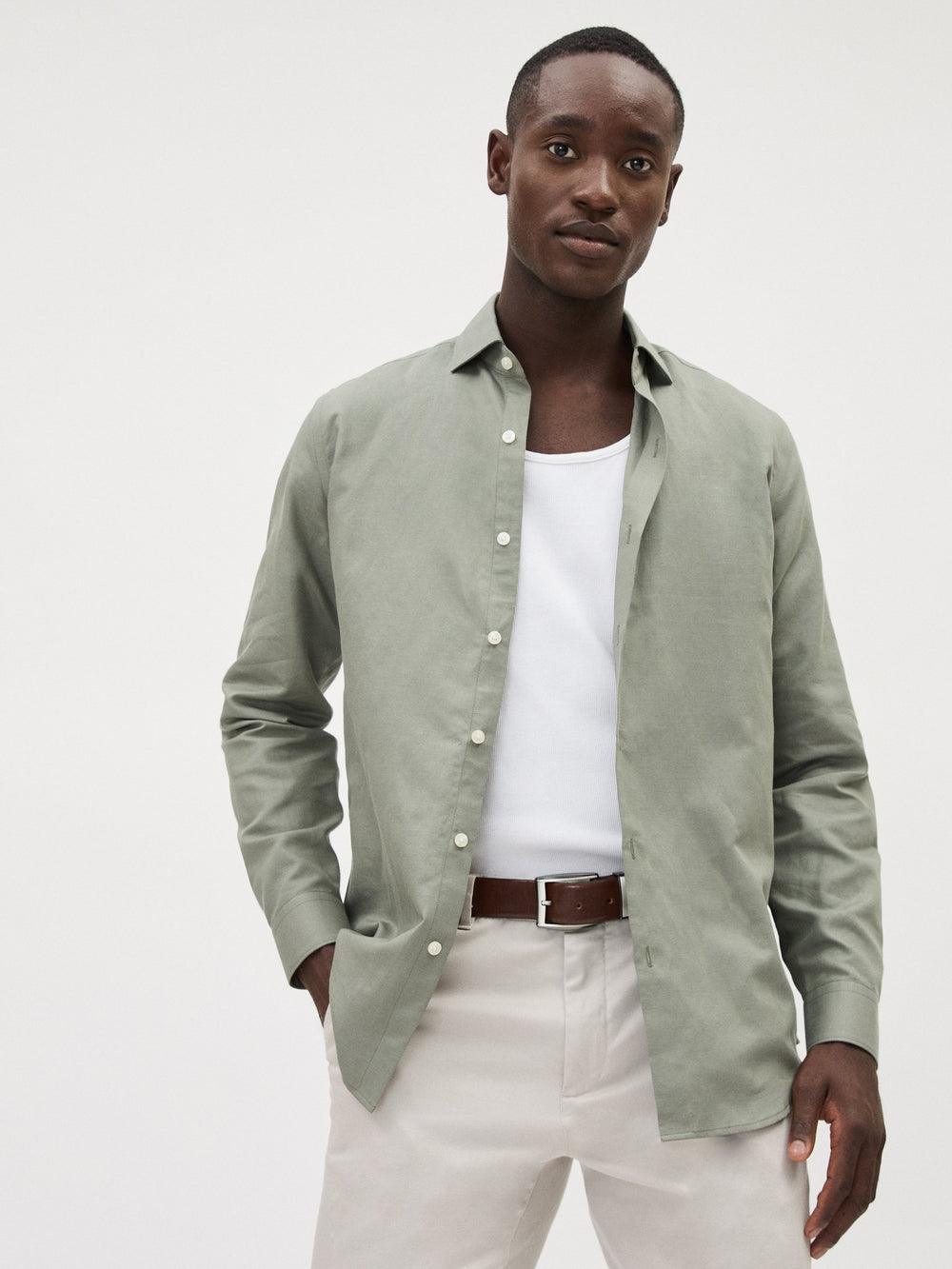 RW&CO Tailored-Fit Linen Dress Shirt