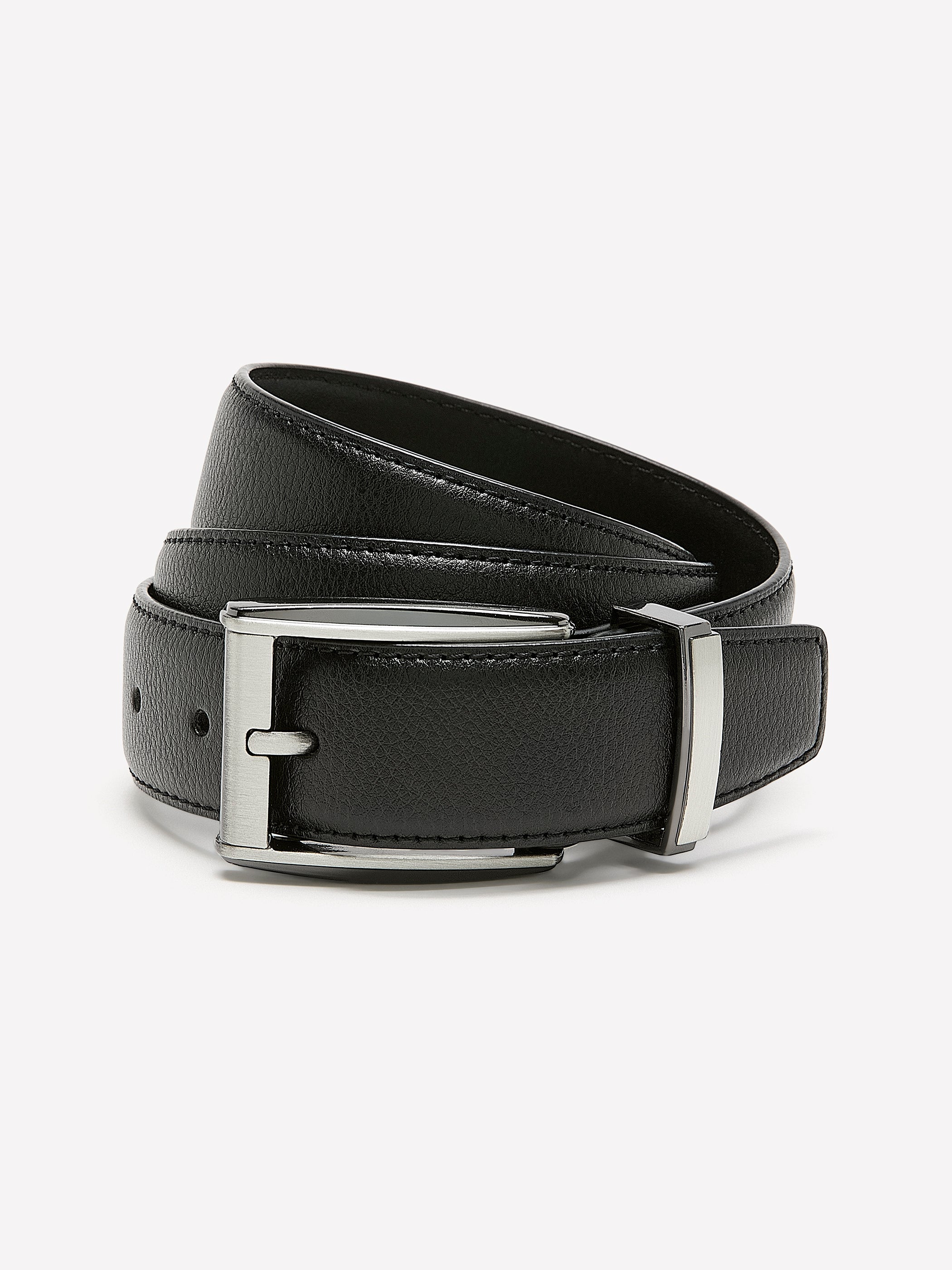 RW&CO Black Leather Belt with Square Buckle