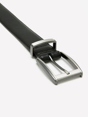 RW&CO Black Leather Belt with Square Buckle