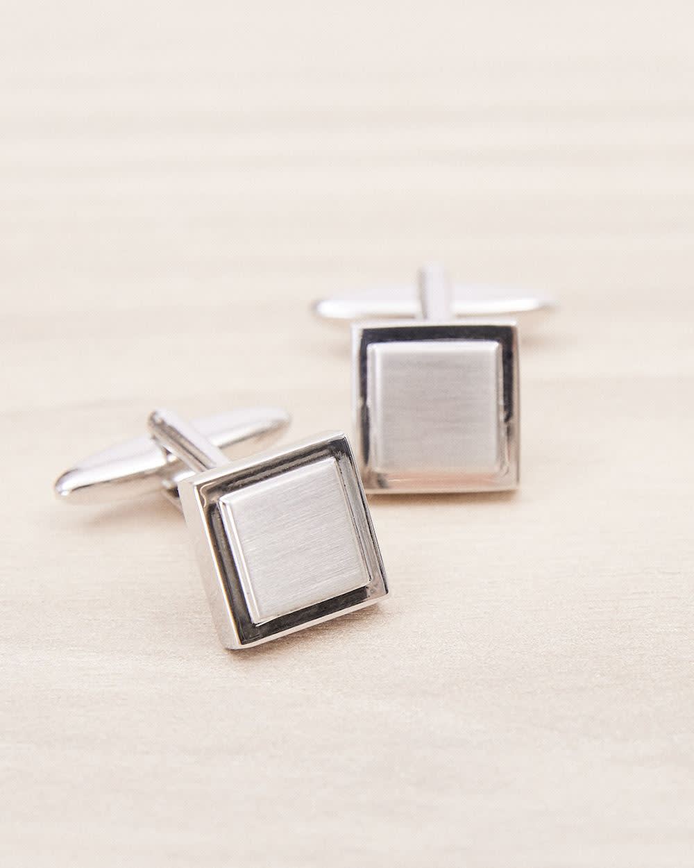 RW&CO Square Matte Silver Cuff Links
