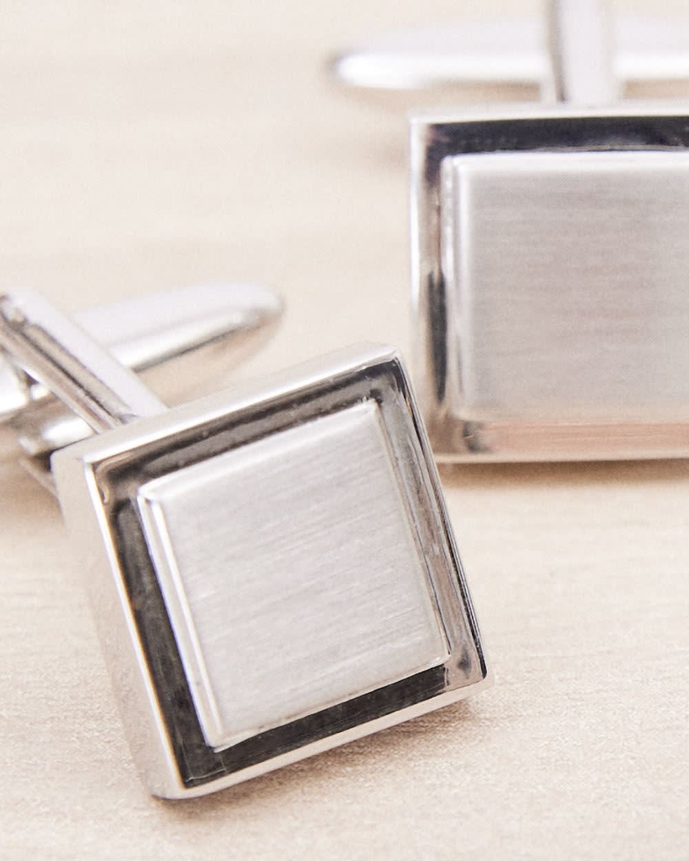 RW&CO Square Matte Silver Cuff Links