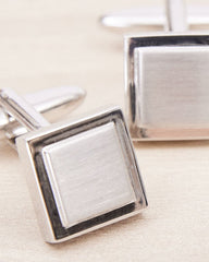RW&CO Square Matte Silver Cuff Links