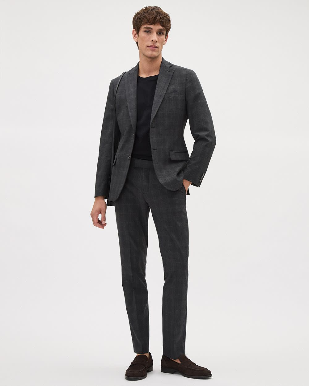 RW&CO Slim-Fit Dark Grey Checkered Suit Pant