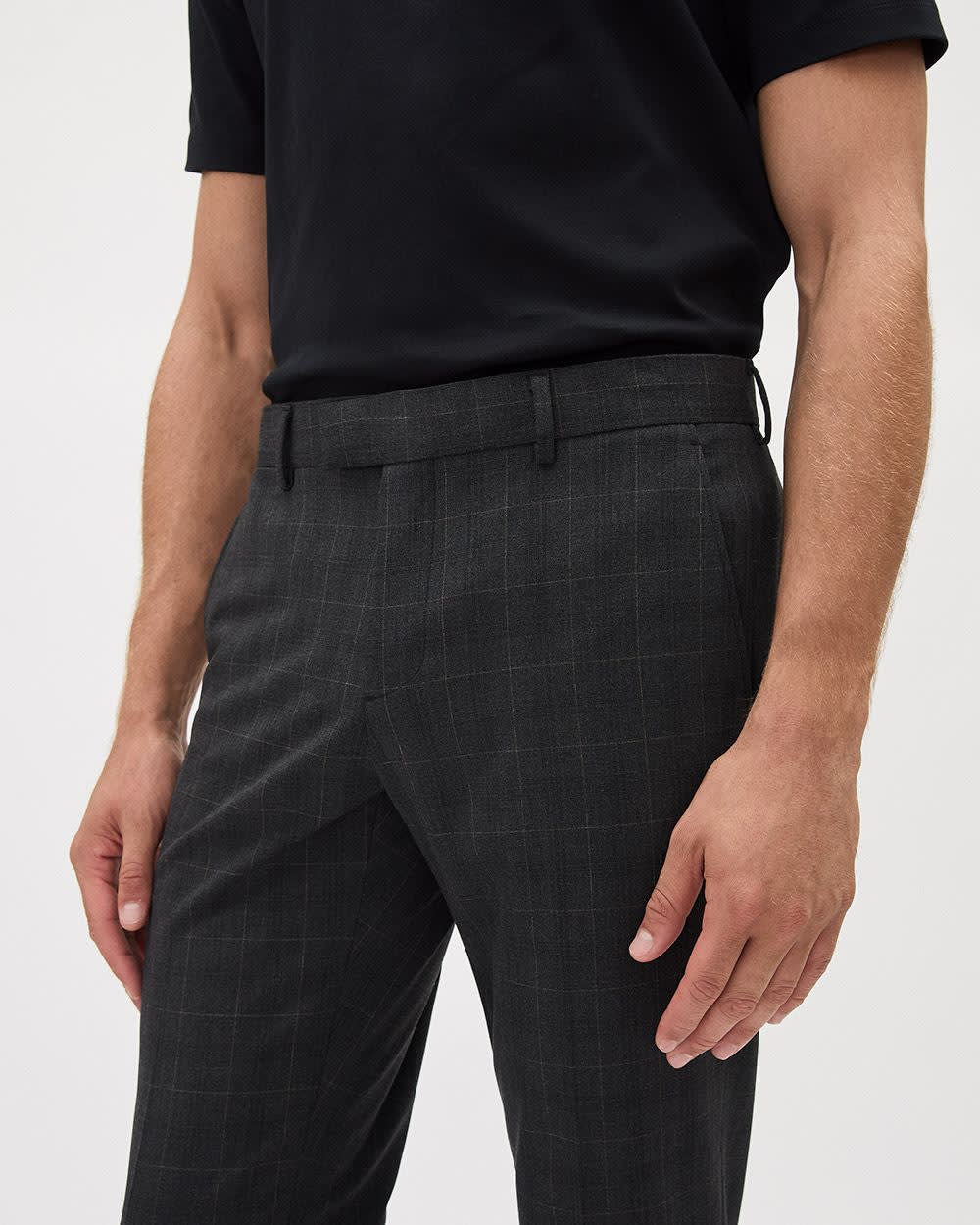 RW&CO Slim-Fit Dark Grey Checkered Suit Pant