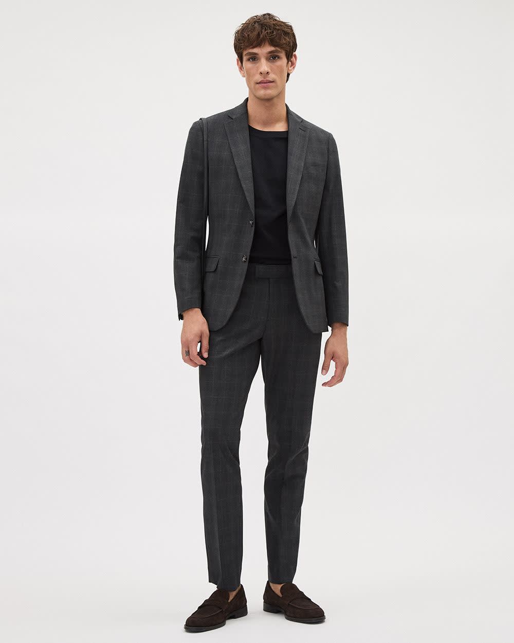 RW&CO Slim-Fit Dark Grey Checkered Suit Blazer