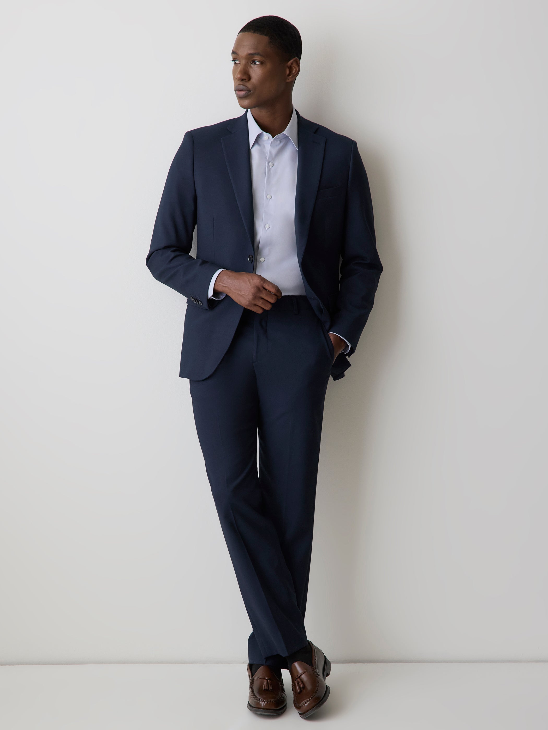 RW&CO Essential Tailored Fit Navy Blue Suit Blazer