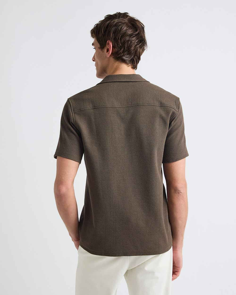 RW&CO Slim Fit Short-Sleeve Knit Shirt with Camp Collar