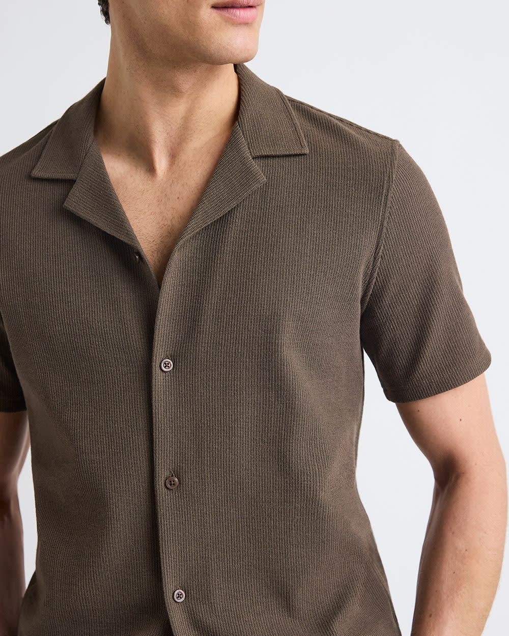 RW&CO Slim Fit Short-Sleeve Knit Shirt with Camp Collar