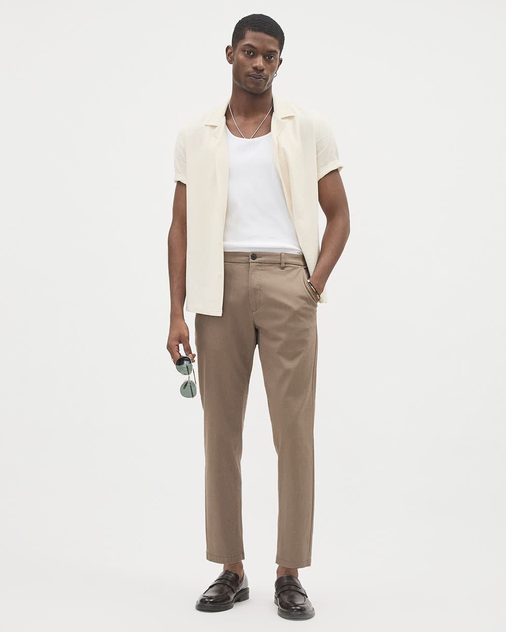 RW&CO Slim Fit Short-Sleeve Knit Shirt with Camp Collar