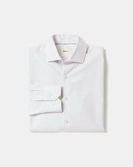 RW&CO White Slim Fit Dress Shirt with Grey Micro Dots