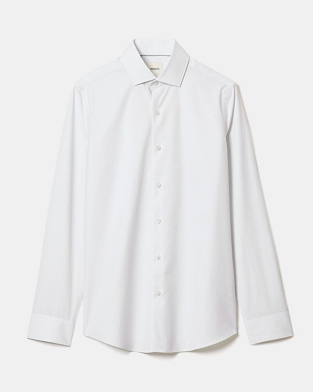 RW&CO White Slim Fit Dress Shirt with Grey Micro Dots