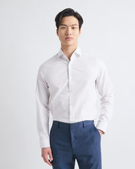 RW&CO White Slim Fit Dress Shirt with Grey Micro Dots