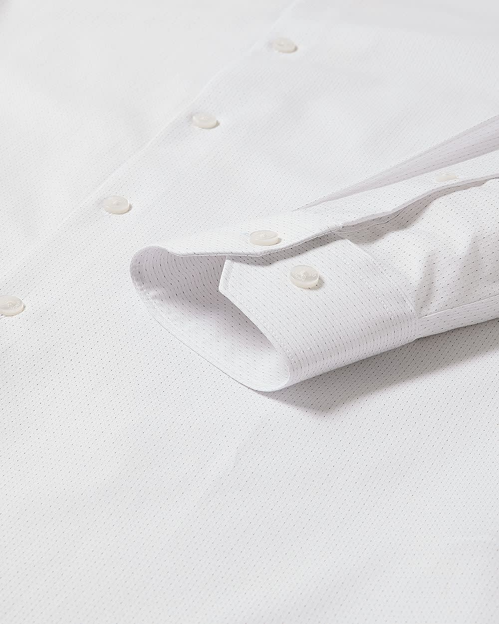 RW&CO White Slim Fit Dress Shirt with Grey Micro Dots