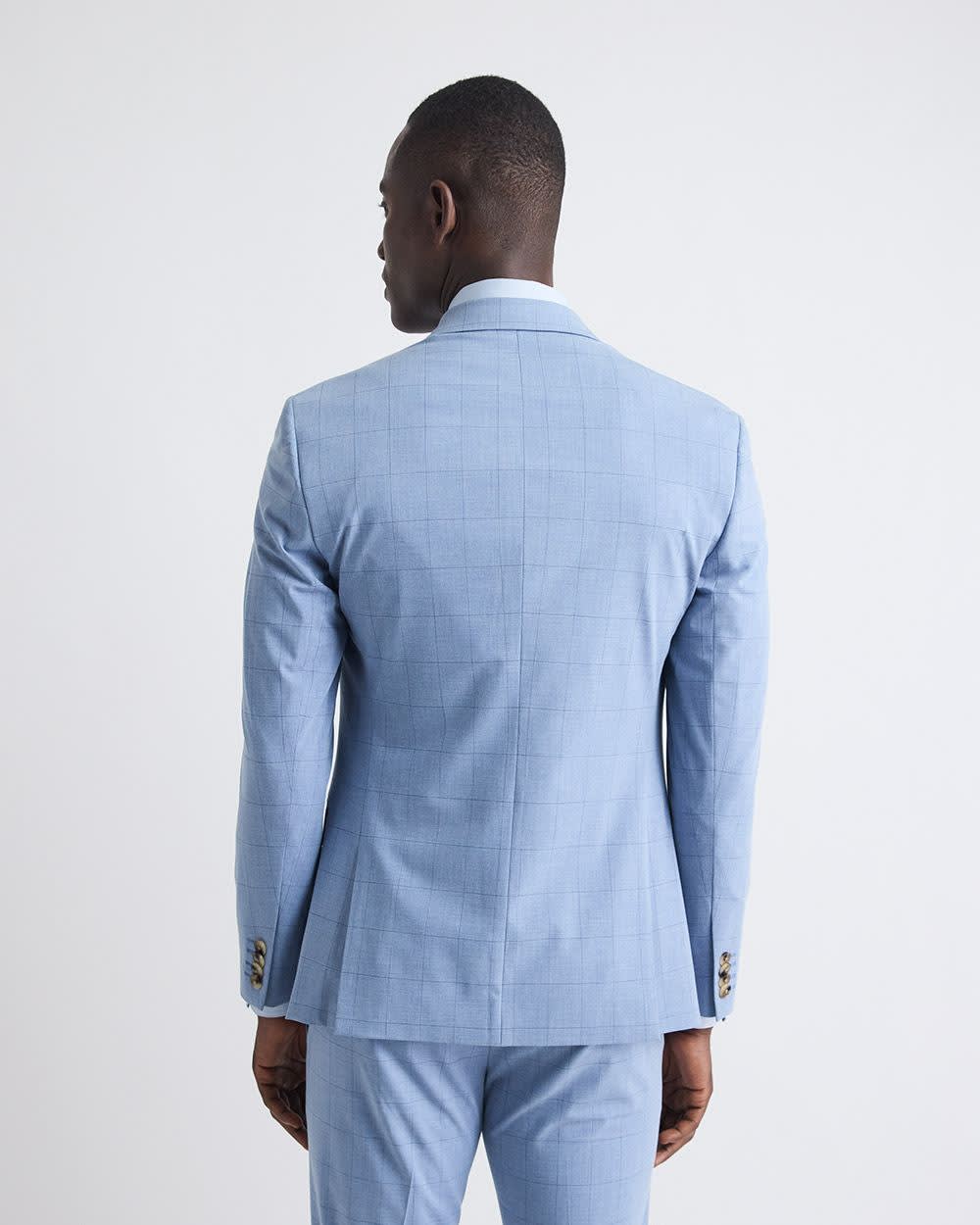 RW&CO Slim Fit Sky Blue Windowpane Suit Blazer