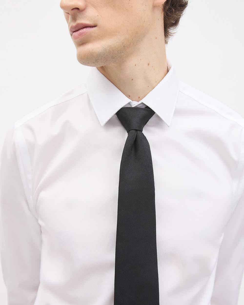 RW&CO Black Linen-Blend Wide Tie