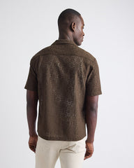 RW&CO Short-Sleeve Lace Shirt with Camp Collar