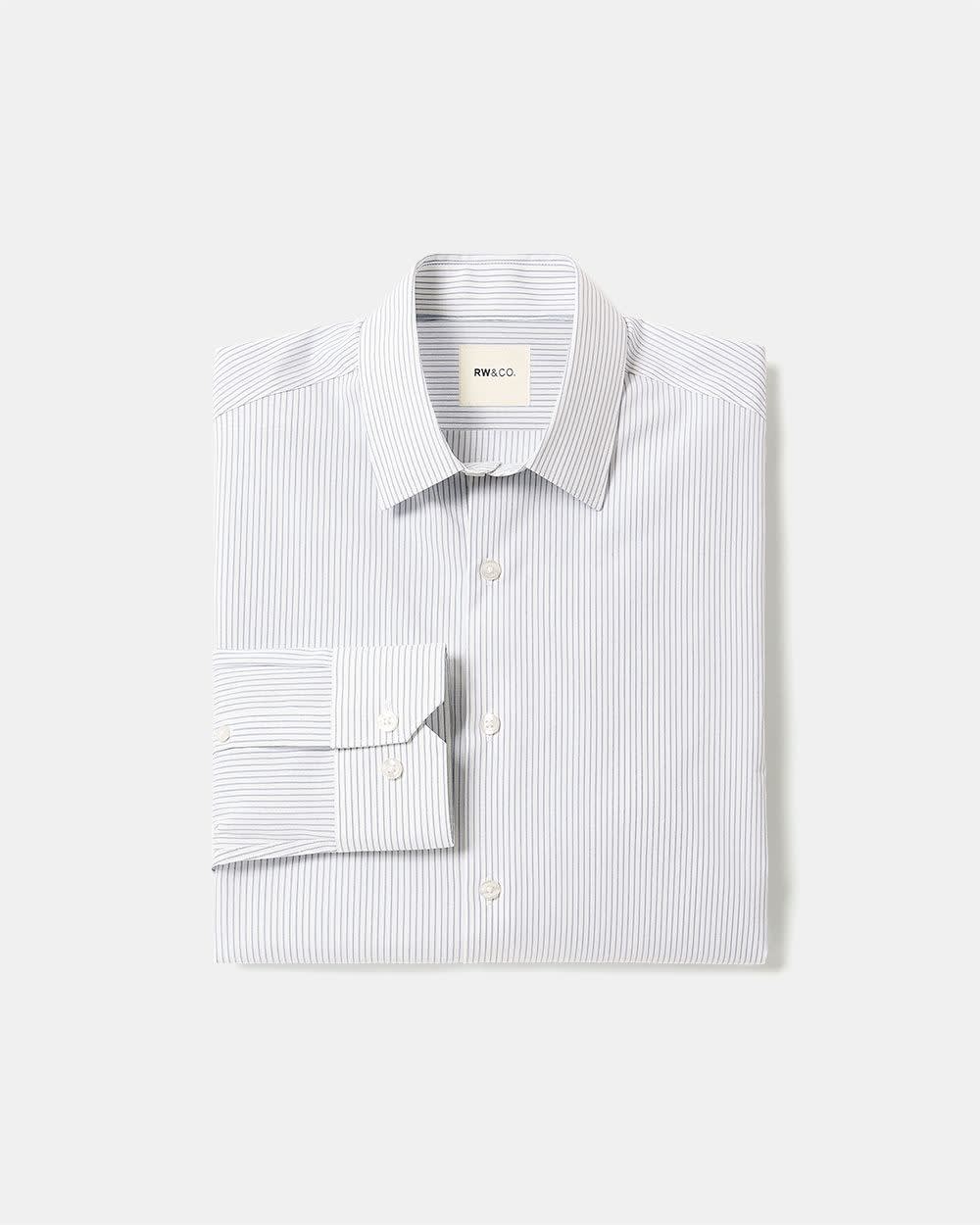 RW&CO White Tailored Fit Dress Shirt with Blue Stripes