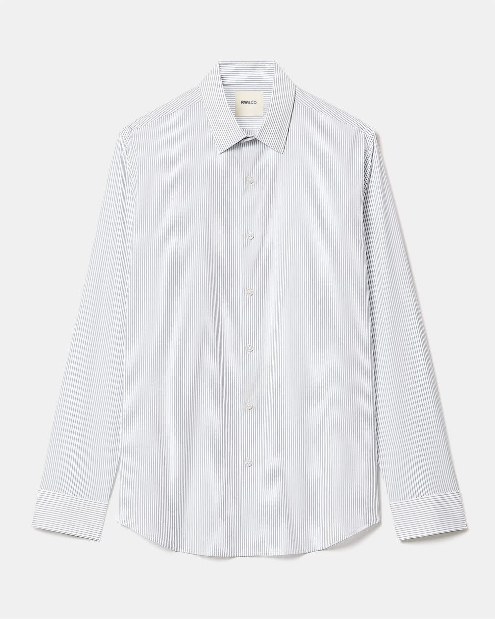 RW&CO White Tailored Fit Dress Shirt with Blue Stripes