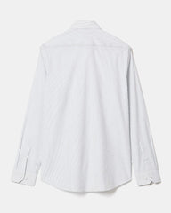 RW&CO White Tailored Fit Dress Shirt with Blue Stripes
