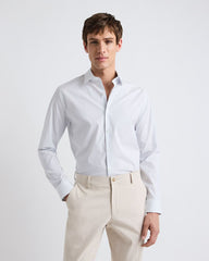RW&CO White Tailored Fit Dress Shirt with Blue Stripes