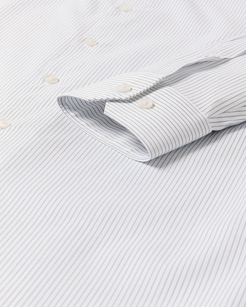 RW&CO White Tailored Fit Dress Shirt with Blue Stripes
