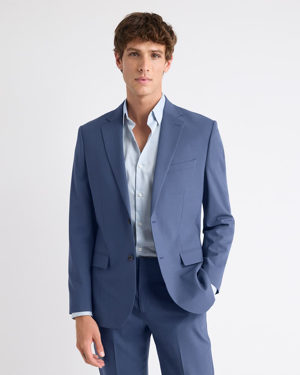 RW&CO Slim Fit Blue Wool-Blend Suit Blazer