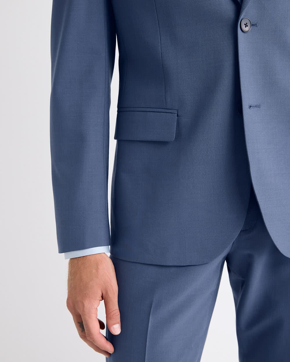 RW&CO Slim Fit Blue Wool-Blend Suit Blazer