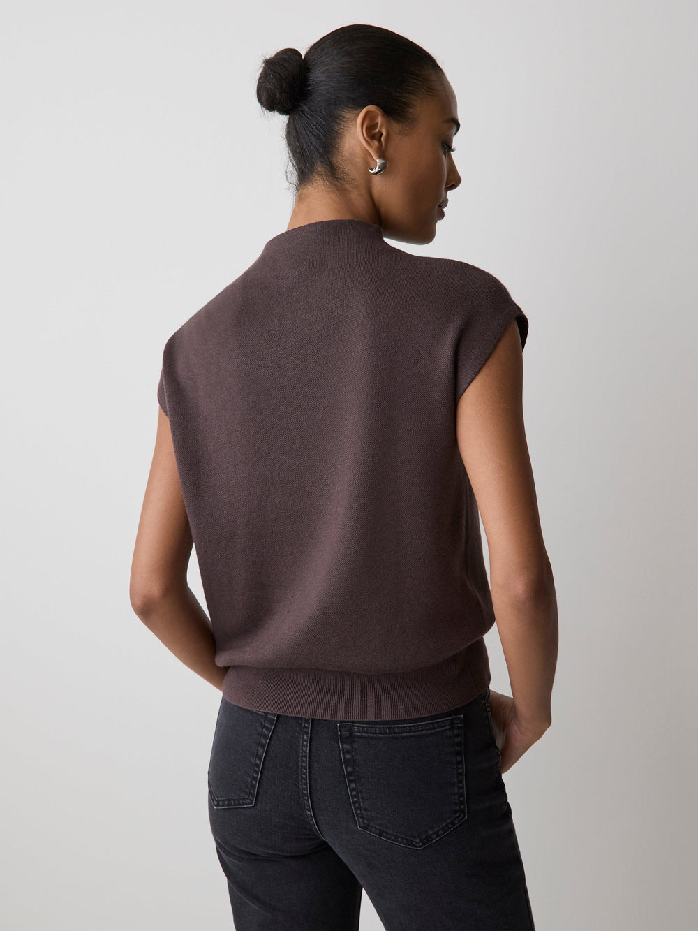 RW&CO Sleeveless Mock-Neck Sweater with Buttons at Shoulder
