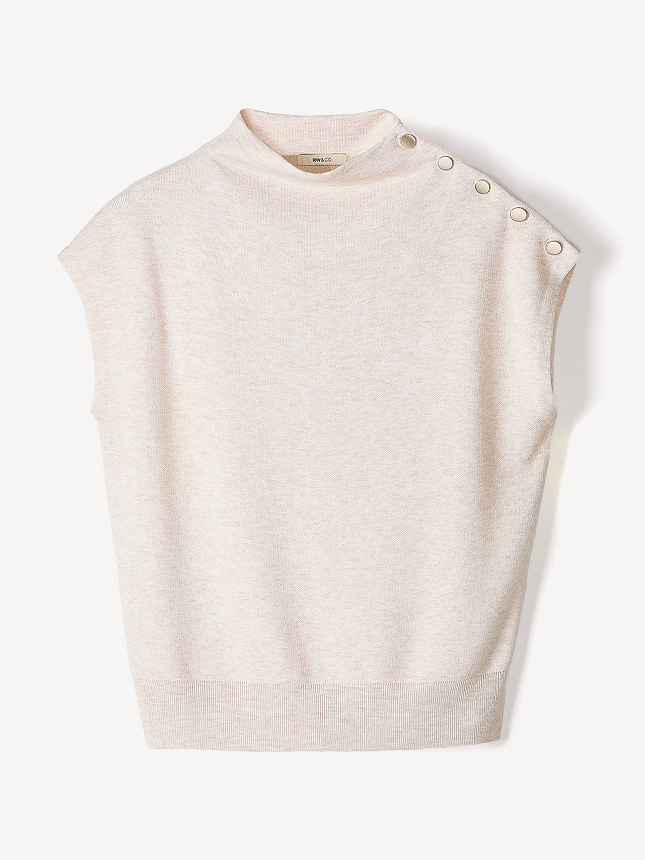 RW&CO Sleeveless Mock-Neck Sweater with Buttons at Shoulder