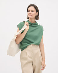 RW&CO Sleeveless Mock-Neck Sweater with Buttons at Shoulder