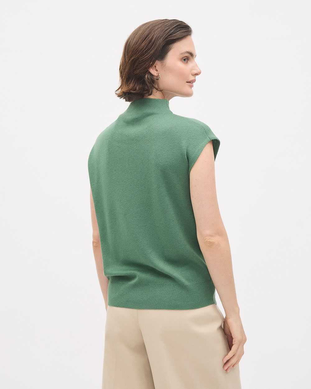 RW&CO Sleeveless Mock-Neck Sweater with Buttons at Shoulder