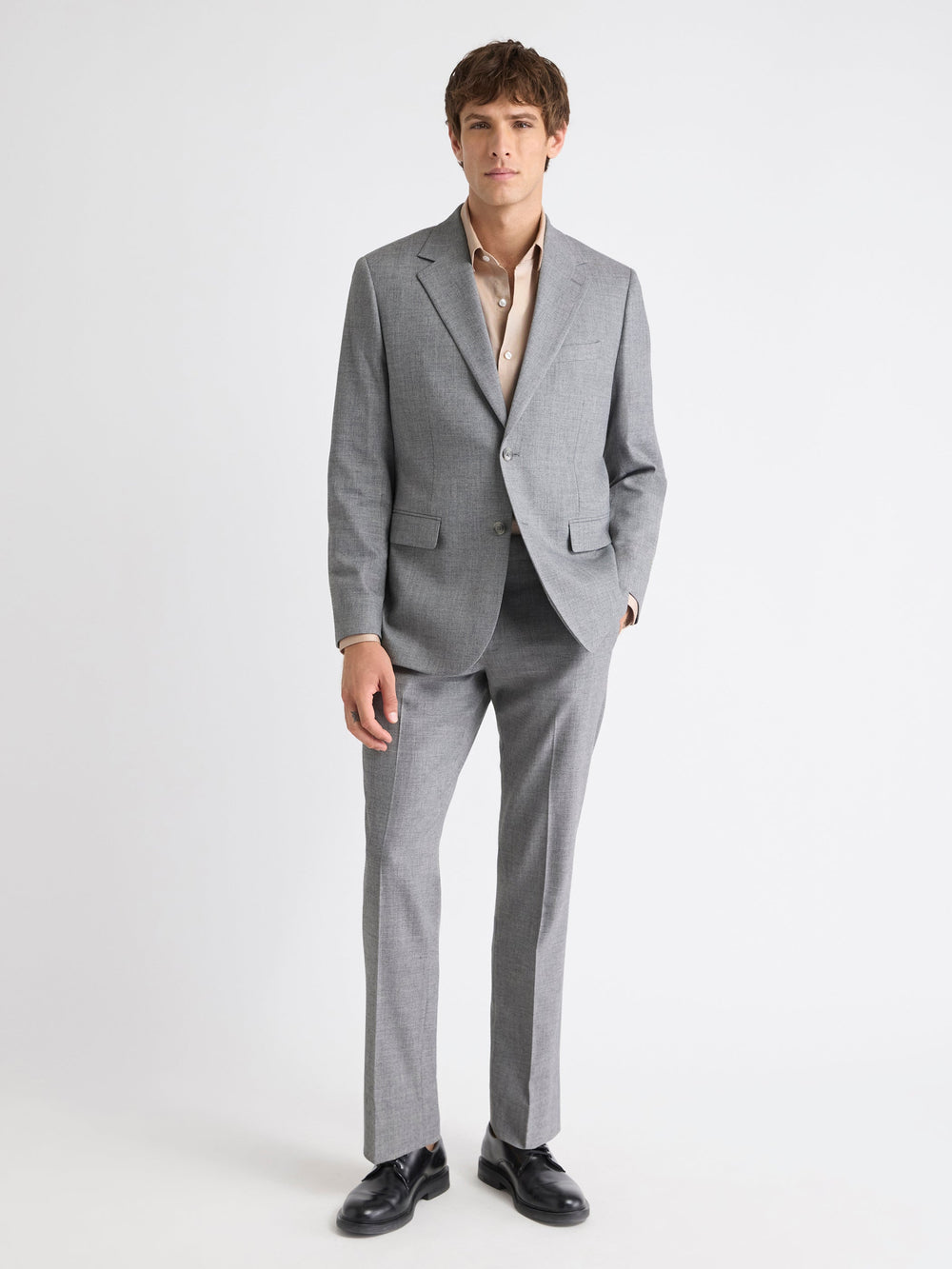 RW&CO Tailored-Fit Grey Hopsack Suit Blazer