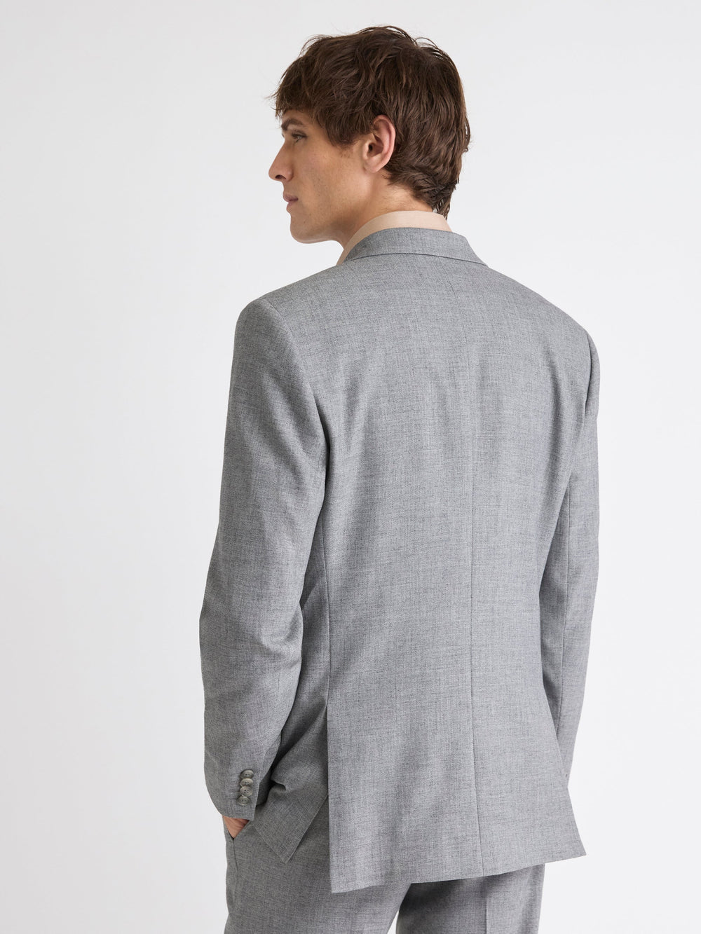 RW&CO Tailored-Fit Grey Hopsack Suit Blazer