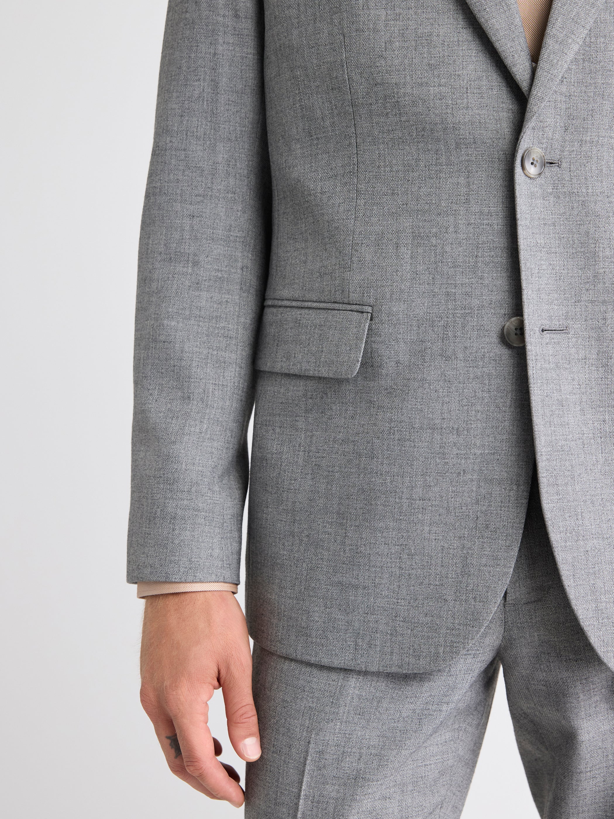 RW&CO Tailored-Fit Grey Hopsack Suit Blazer