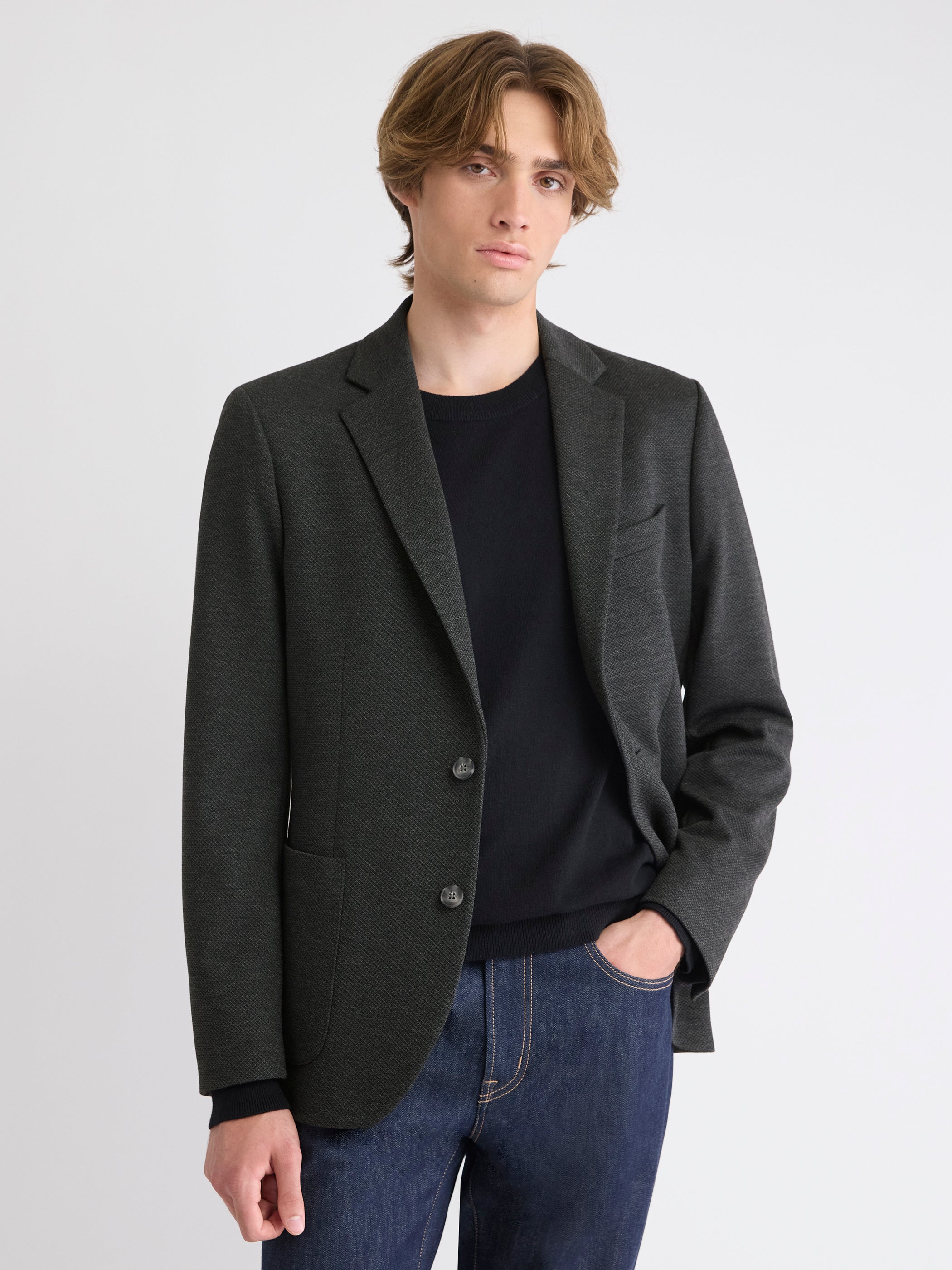 RW&CO Slim-Fit Textured Knit Blazer