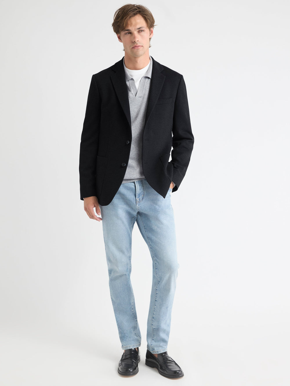 RW&CO Slim-Fit Textured Knit Blazer