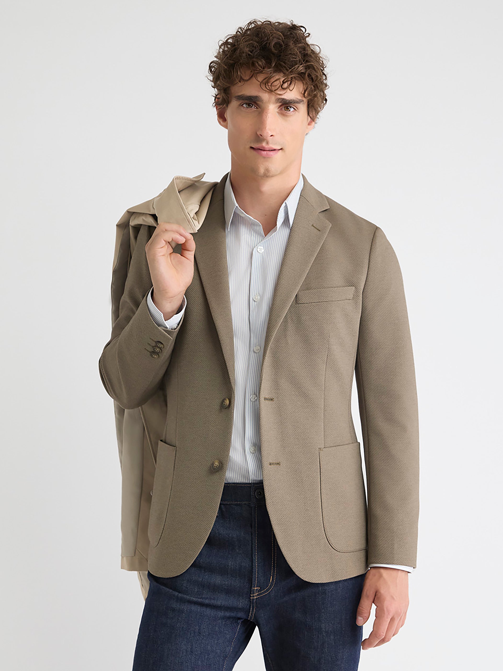 RW&CO Slim-Fit Textured Knit Blazer