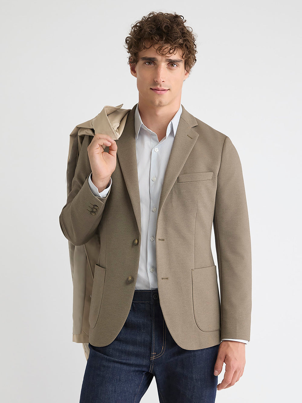 RW&CO Slim-Fit Textured Knit Blazer
