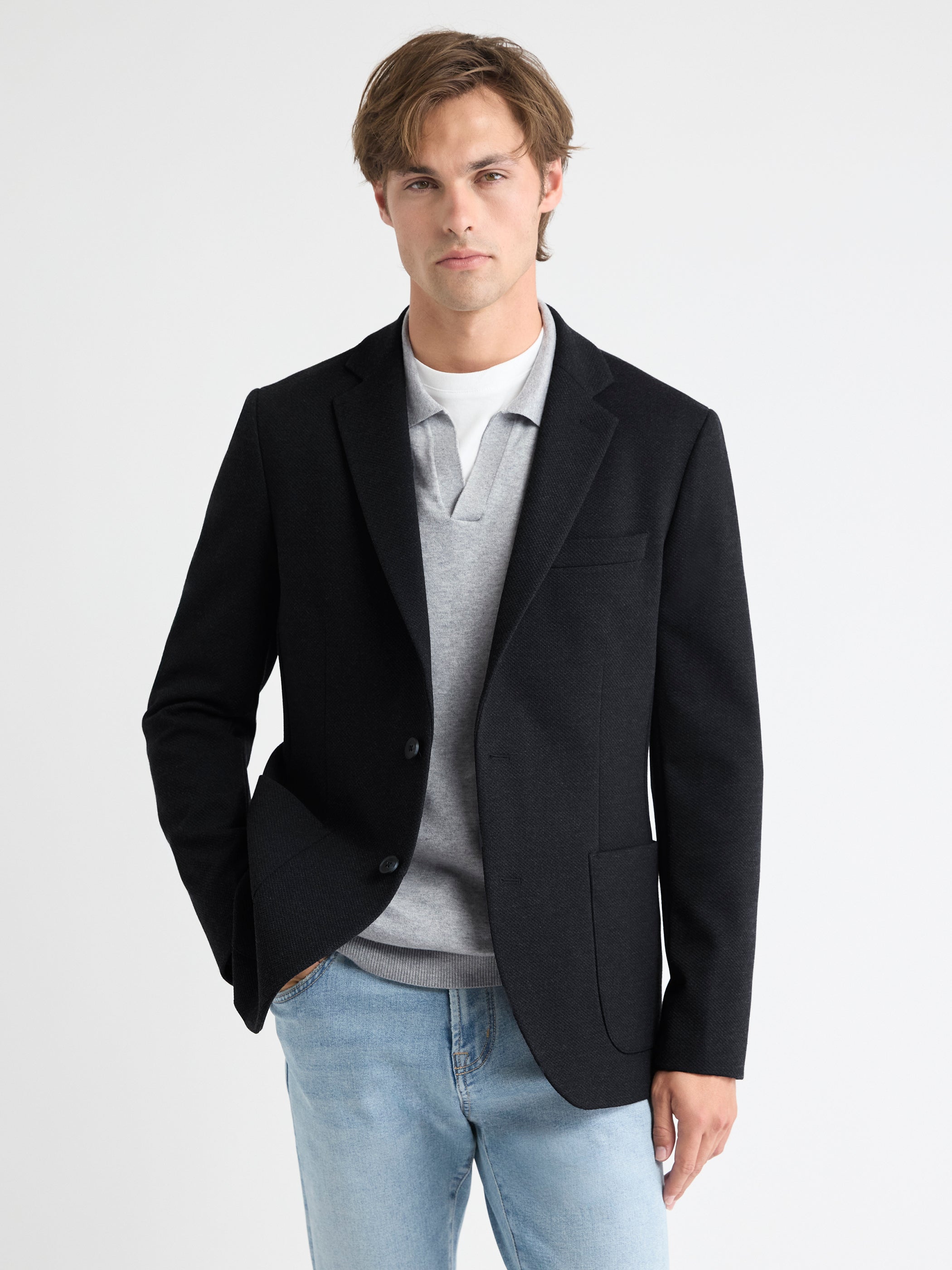 RW&CO Slim-Fit Textured Knit Blazer