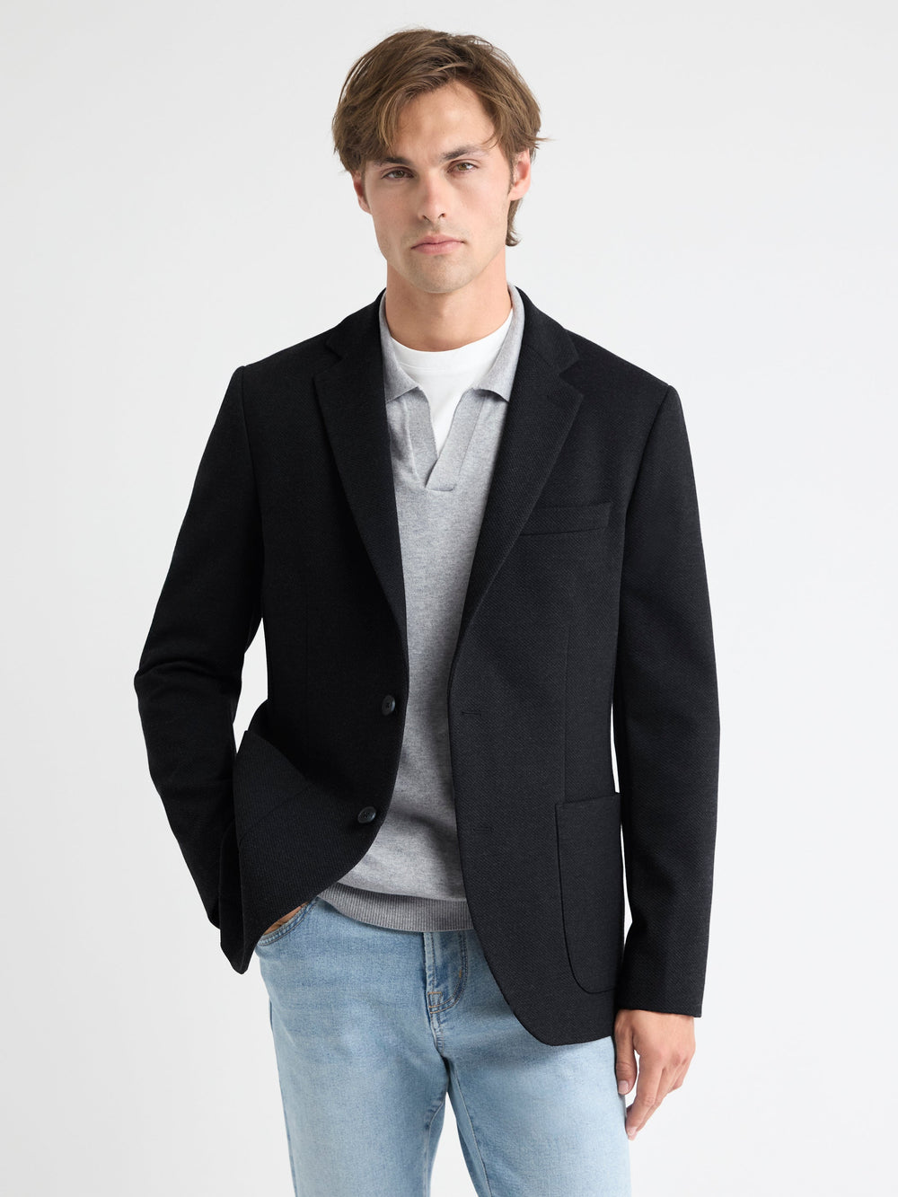 RW&CO Slim-Fit Textured Knit Blazer