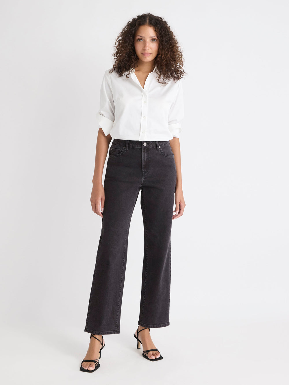RW&CO Dark Grey High-Rise Straight-Leg Jeans